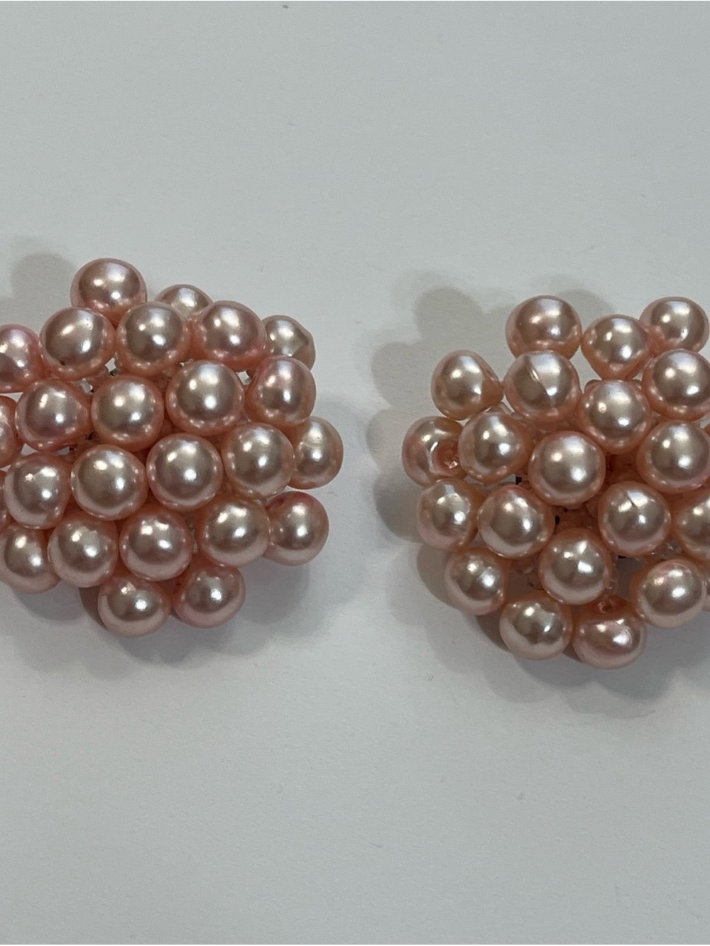Pink Cluster Pearl Statement Earrings vintage